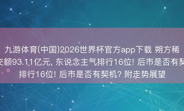 九游体育(中国)2026世界杯官方app下载 朔方稀土涨3.16%， 成交额93.11亿元， 东说念主气排行16位! 后市是否有契机? 附走势展望