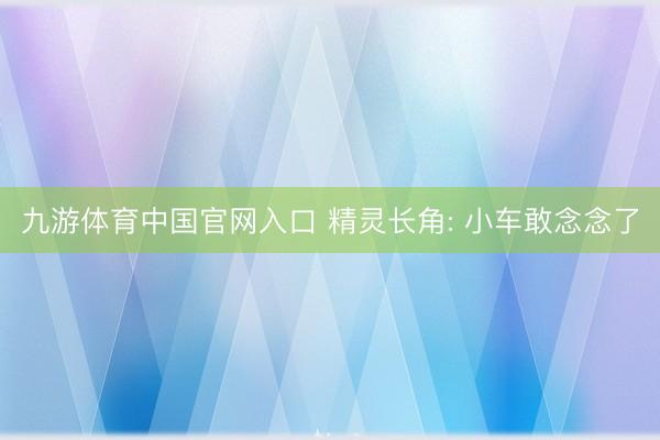九游体育中国官网入口 精灵长角: 小车敢念念了