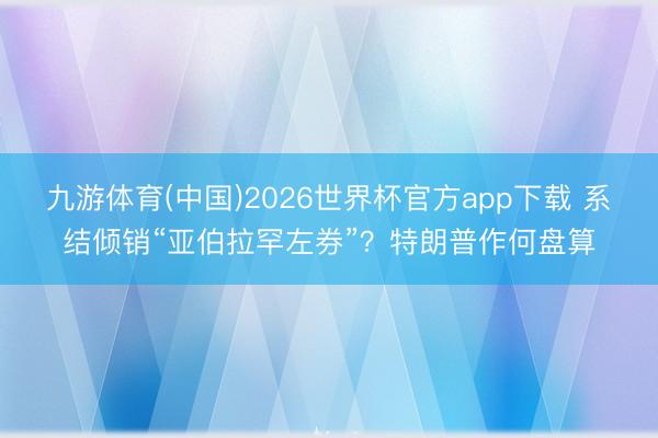 九游体育(中国)2026世界杯官方app下载 系结倾销“亚伯拉罕左券”？特朗普作何盘算