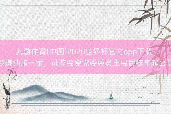 九游体育(中国)2026世界杯官方app下载 涉嫌纳贿一案,证监会原党委委员王会民被拿起公诉