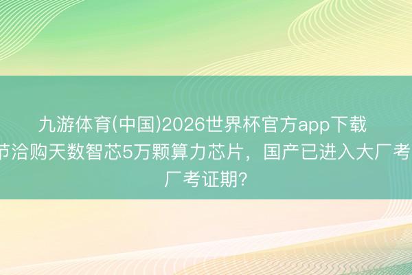 九游体育(中国)2026世界杯官方app下载 传字节洽购天数智芯5万颗算力芯片，国产已进入大厂考证期？